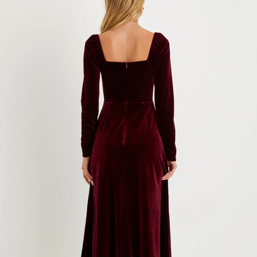 Precious Impression Burgundy Velvet Bustier Midi Dress